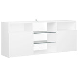 Televizoriaus spintelė su LED apšvietimu, balta, 120x30x50cm