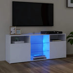 Televizoriaus spintelė su LED apšvietimu, balta, 120x30x50cm
