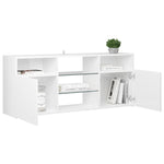 TV spintelė su LED apšvietimu, balta, 120x30x50cm, blizgi