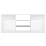 TV spintelė su LED apšvietimu, balta, 120x30x50cm, blizgi