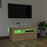 Televizoriaus spintelė su LED apšvietimu, ąžuolo, 90x35x40cm