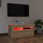 Televizoriaus spintelė su LED apšvietimu, ąžuolo, 90x35x40cm