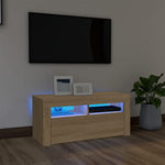 Televizoriaus spintelė su LED apšvietimu, ąžuolo, 90x35x40cm