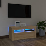 Televizoriaus spintelė su LED apšvietimu, ąžuolo, 90x35x40cm