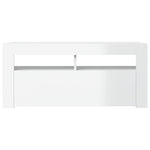 TV spintelė su LED apšvietimu, balta, 90x35x40cm, blizgi