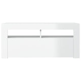TV spintelė su LED apšvietimu, balta, 90x35x40cm, blizgi
