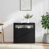 Šoninė spintelė su LED apšvietimu, juodos spalvos, 80x35x75cm