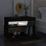 TV spintelės su LED apšvietimu, 2vnt., juodos, 60x35x40cm