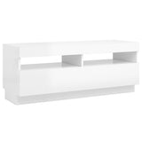 TV spintelė su LED apšvietimu, balta, 100x35x40cm, blizgi