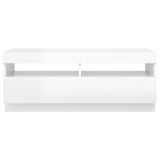 TV spintelė su LED apšvietimu, balta, 100x35x40cm, blizgi