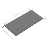 Sodo suoliukas su pilka pagalvėle, 112cm, tikmedžio masyvas