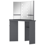 Kampinis kosmetinis staliukas su LED, pilkas, 111x54x141,5cm