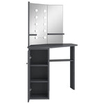 Kampinis kosmetinis staliukas su LED, pilkas, 111x54x141,5cm