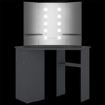 Kampinis kosmetinis staliukas su LED, pilkas, 111x54x141,5cm