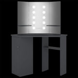 Kampinis kosmetinis staliukas su LED, pilkas, 111x54x141,5cm