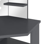 Kampinis kosmetinis staliukas su LED, pilkas, 111x54x141,5cm