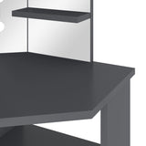 Kampinis kosmetinis staliukas su LED, pilkas, 111x54x141,5cm