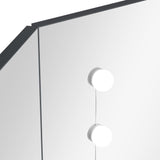 Kampinis kosmetinis staliukas su LED, pilkas, 111x54x141,5cm