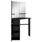Kampinis kosmetinis staliukas su LED, juodas, 111x54x141,5cm