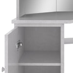 Kampinis kosmetinis staliukas su LED, pilkas, 111x54x141,5cm