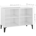 TV spintelė su metalinėmis kojelėmis, balta, 69,5x30x50cm