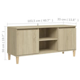 TV spintelė su medinėmis kojelėmis, ąžuolo, 103,5x35x50cm