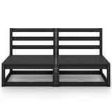 Dvivietė sodo sofa, juodos spalvos, pušies medienos masyvas