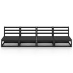Keturvietė sodo sofa, juodos spalvos, pušies medienos masyvas