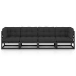 Keturvietė sodo sofa su pagalvėlėmis, pušies medienos masyvas