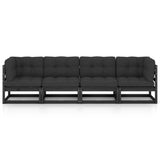 Keturvietė sodo sofa su pagalvėlėmis, pušies medienos masyvas