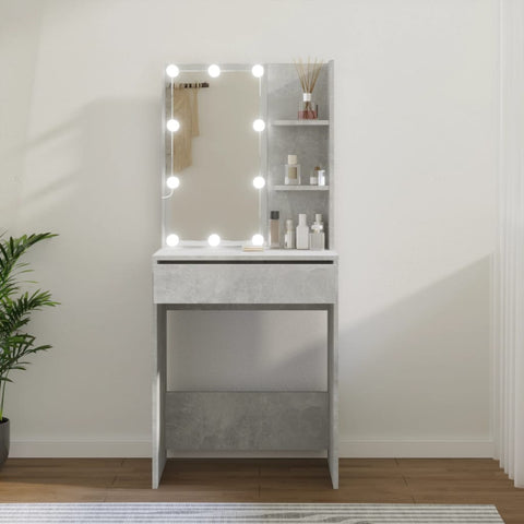 Kosmetinis staliukas su LED apšvietimu, pilkas, 60x40x140cm