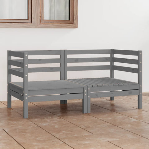 Dvivietė sodo sofa, pilkos spalvos, pušies medienos masyvas