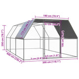 Lauko narvas viščiukams, 3x6x2m, galvanizuotas plienas