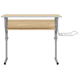 Stalas, ąžuolo/pilkas, 110x53x(58–87)cm, mediena/plienas