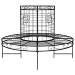 Apvalus suoliukas aplink medį, juodas, 137cm skersmens, plienas