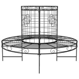 Apvalus suoliukas aplink medį, juodas, 137cm skersmens, plienas