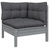 Dvivietė sodo sofa su antracito pagalvėlėmis, pušies masyvas