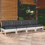 Keturvietė sodo sofa su antracito pagalvėlėmis, pušies masyvas