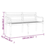 Batavia suoliukas su antracito pagalvėle, 150cm, tikmedis