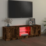 TV spintelė su LED apšvietimu, dūminio ąžuolo, 120x30x35,5cm