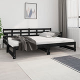 Ištraukiama lova, juoda, 2x(80x200)cm, pušies medienos masyvas