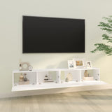 Sieninės TV spintelės, 2vnt., baltos, 100x30x30cm, mediena