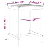 Sodo stalas, baltas, 82,5x82,5x110cm, pušies medienos masyvas