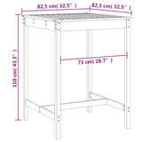 Sodo stalas, pilkas, 82,5x82,5x110cm, pušies medienos masyvas