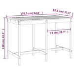 Sodo stalas, pilkas, 159,5x82,5x110cm, pušies medienos masyvas