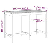 Sodo stalas, pilkas, 159,5x82,5x110cm, pušies medienos masyvas