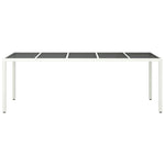 Sodo stalas, baltas, 250x100x75cm, poliratanas ir stiklas