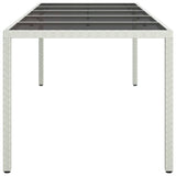 Sodo stalas, baltas, 250x100x75cm, poliratanas ir stiklas