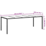 Sodo stalas, baltas, 250x100x75cm, poliratanas ir stiklas