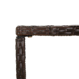 Stalas su stikliniu stalviršiu, rudas, 180x70x110cm, ratanas